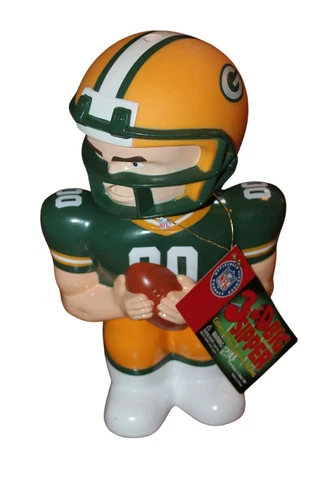 RARE 3-D BIG SIPPER WATER BOTTLE NFL Green Bay Packers PLAYER FIGURE 2000 W/ Tag Cover