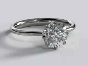 2Ct Round Cut Moissanite Solitaire Engagement Ring 14K White Gold Plated SZ 7.5 - Picture 1 of 5
