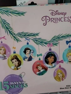 Disney Princess 15 Days Of Socks Kids Size Pack - Picture 1 of 4