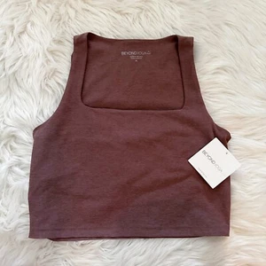 Beyond Yoga Women's XL Spacedye Crop Tank Top Square Neck Sienna Brown Heather - Picture 1 of 10