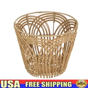 Handwoven Rattan Basket Round Decorative Storage Unique Weave Indoor Decor New - Picture 1 of 13