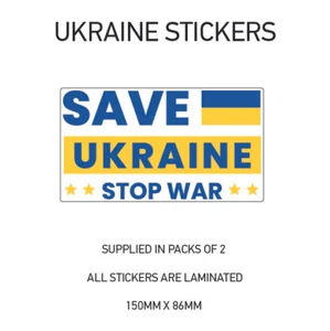 SAVE UKRAINE STOP WAR STICKERS X2 UKRAINIAN PEACE STAND CAR STICKER DECAL WAR12 - Picture 1 of 1