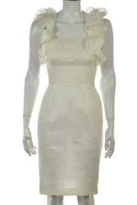 NEW Catherine Malandrino Womens Dress Size 0 Ivory Sheath Knee Length Sleeveless - Picture 1 of 5