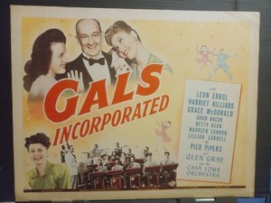 Title Card 1943 GALS INCORPORATED Leon Errol Grace McDonald Harriet Hilliard