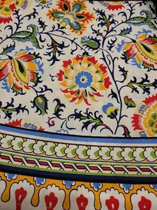 William Sonoma Mediterranean 70 " Round Tablecloth Flowers - Picture 1 of 3