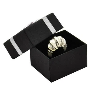 100 Black Silver Bow Jewelry Ring Gift Packaging Jewelry Ring Display Box Ring - Picture 1 of 3