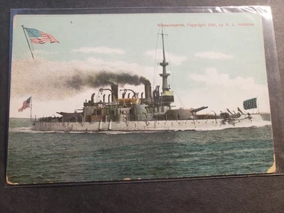 1896 Battleship USS MASSACHUSETTS BB-2 Naval Cover Unused STEBBINS Postcard - Image 1 of 2