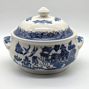 Zuppiera Churchill salice blu con coperchio 10 tazze chinoiserie osso Cina Inghilterra - Foto 1 di 10