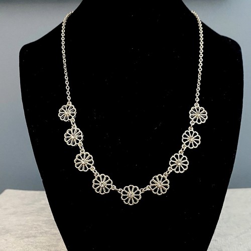 VETEMENTS Collana girocollo strass cristallo girandola fiore tono argento