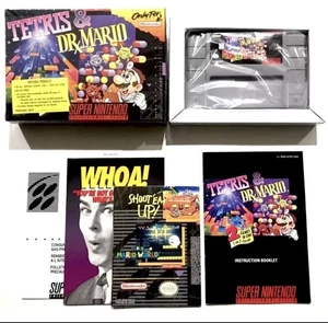 Tetris + Dr Mario Super Nintendo SNES CIB 100% Komplett Near Mint Black Label - Bild 1 von 9