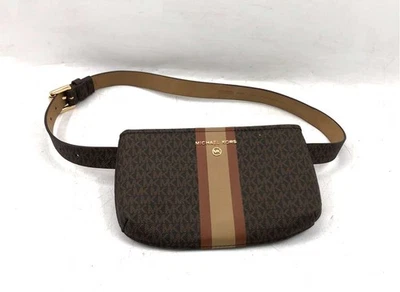Cartera Bolso Cinturón Michael Kors Lona Recubierta Logo Rayas Foto 1 de 4