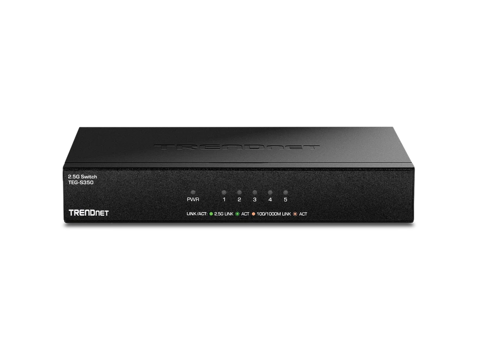 TRENDnet 5-Port Unmanaged 2.5G Gaming Switch, TEG-S350, 5 x 2.5GBase-T Ports, - Image 1 of 4