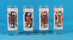 Vier Doppel Schnapsgläser King Queen Jack's Lot 3 Oz Vintage 70er Jahre Retro Barren - Bild 1 von 4