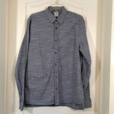 Marc Ecko Cut & Sew Mens Size Large Gray Button Front Long Sleeve Shirt - Image 1 of 4