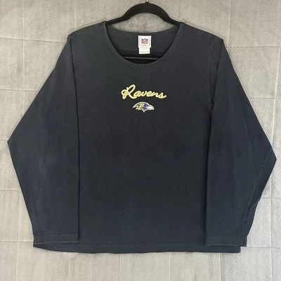 Винтажная черная рубашка с длинным рукавом Y2K Baltimore Ravens логотип Reebok женский размер 1x - Изображение 1 из 4