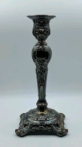 WM Rogers & Son Victorian Rose Candlestick Holder Silver Plate Vintage - Picture 1 of 9