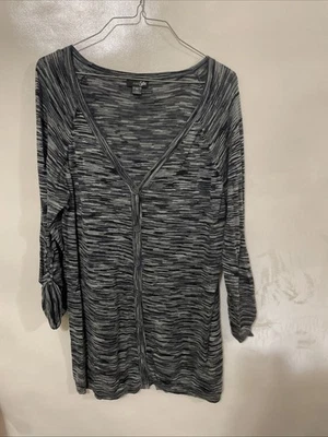 Suéter ligero manga larga cuello en V East 5th - negro/blanco/gris - XL para mujer Foto 1 de 4