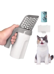 Cat Litter Scoop w/ Bag Holder, Detachable Shovel + 120 Poop Sifting Bags - Picture 1 of 11