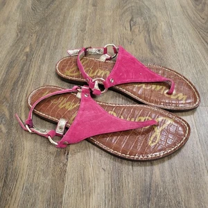 Sam Edelman Greta Thong Leather Sandals Womens Size 7 Pink  - Picture 1 of 7