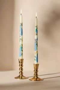 Anthropologie Venetian Handpainted Garden Taper Candles Set of 2 Peacock NWT - Picture 1 of 3