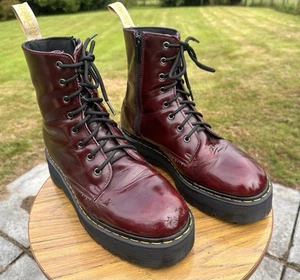 Dr Martens Vegan Jadon 11 Cherry Red Platform Boots NEW Size UK12 EU47 RARE - Picture 1 of 24