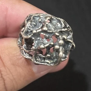 925 Sterling Silver Vintage Israel Brutalist Design Statement Ring Size 8 - Picture 1 of 10
