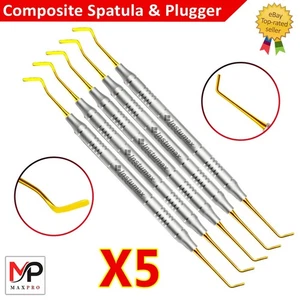 Instrumentos de relleno compuestos dentales espátula y tapón puntas titanio oro rosa - Imagen 1 de 4