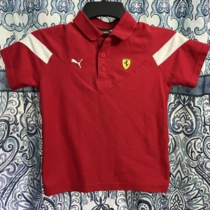 Kids Boys X-Small T-Shirt Puma Scuderia Ferrari Red Polo 100% Cotton Shirt - Picture 1 of 6