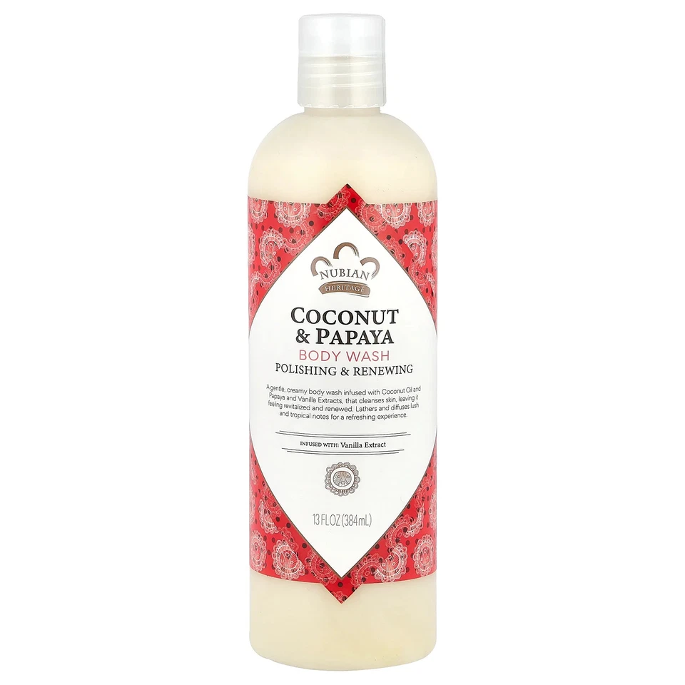 Nubian Heritage Body Wash Coconut  Papaya 13 fl oz 384 ml Cruelty-Free, Not - Image 1 of 2