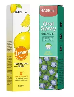 NASHNAL 2x Mouth Spray Bad Breath Smokers Oral Health Long Lasting Lemon Mint Flavour