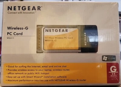 Netgear Wireless G PC Card WG511 v2 up to 54 Mbps NEW  *  SEALED - Image 1 of 4