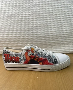 Thor Avengers Marvel Comics White Canvas Lace up Casual Shoes Mens Size 8.5 - Picture 1 of 10