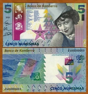 Kamberra, Königreich, 5 Numismen, 2021, UNC Marlene Dietrich - Bild 1 von 1