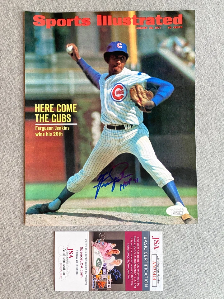 CUBS FERGIE JENKINS AUTOGRAPH 8x10 SPORTS ILLUSTRATED COVER PHOTO 8/30/1971 JSA - Image 1 of 1