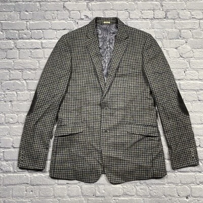 Blazer de lana Joseph Abboud para hombre talla 42 L gris a cuadros tweed cachemira forrado calce ajustado Foto 1 de 4