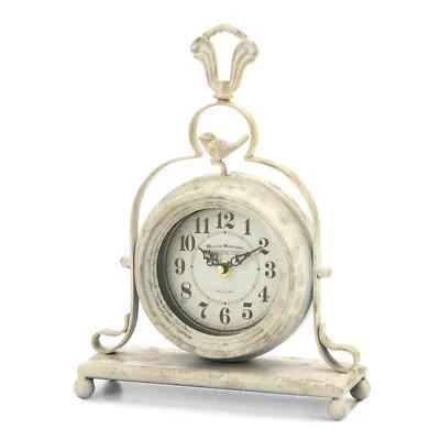 Gorgeous White Iron Glass Rustic Vintage Farmhouse Style Tabletop Clock - Image 1 of 3