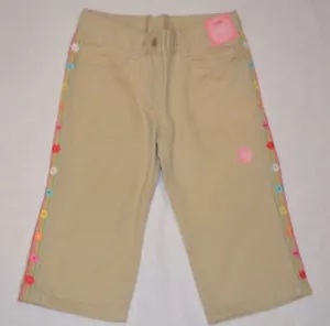 Gymboree FRÜHLINGSREGENBOGEN khakifarbene Caprishose Embr Blume verstellbare Taille neu mit Etikett 5 6 7 - Bild 1 von 5