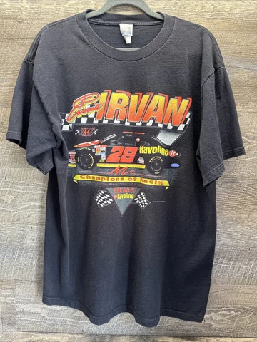Vintage Ernie Irvan NASCAR Black T-Shirt RYR Havolinr Racing 1994 XL Cover