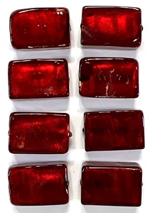 Venezianische Murano Glasperlen Perlen: 8 Rot & Gold Folie Rechtecke 20 mm (#35) - Bild 1 von 8