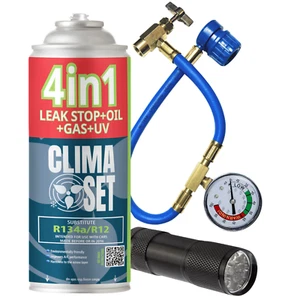 CLIMASET KIT completo AC R134a 4in1, Sostituzione Gas per Auto 1994-2016 - Foto 1 di 4