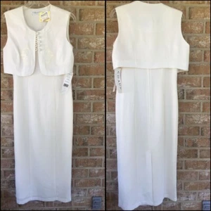 Chaus Women's 2 Piece Ivory Dress with Vest Size 10 RN 51323 - New With Tags - Picture 1 of 12