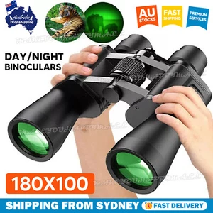 180x100 Military Zoom Powerful Binoculars Day/Low Night Optics Hunting with Case - Picture 1 of 9