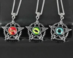 Design Edelstahl Halskette Kette mit 3D Anhänger Auge des Teufels Totenkopf NEU - Bild 1 von 8