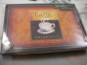 4 Deluxe Placemats Cork Backed CAFFE Design 12x16 - Picture 1 of 4