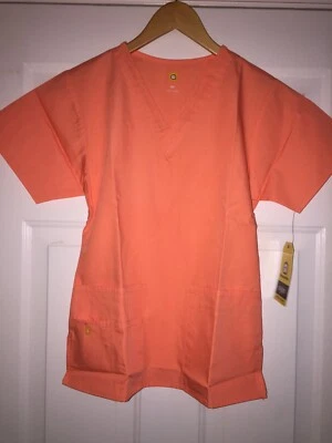 NUEVO CON ETIQUETAS WonderWink Exfoliante Top Naranja, Naranja Sorbete, Melocotón Talla Extra Pequeña 6016A Foto 1 de 4