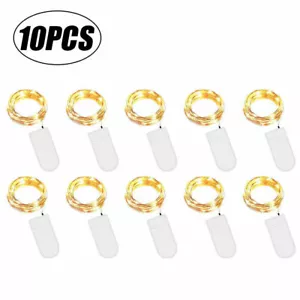 10 X 20 LED 2M Lichterkette Mini Drahtlichterkette mit Knopfbatterie Warmweiß - Bild 1 von 22