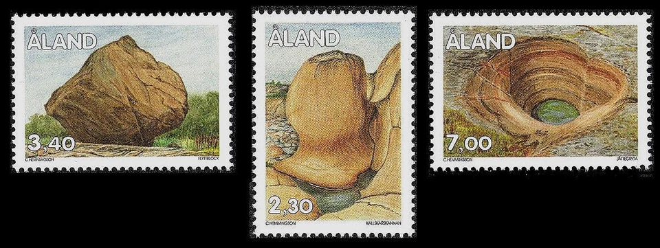 ALAND Is. GEOLOGY ROCK FORMATIONS full MNH set (3) 1995 #96/102/105 Mi 92-4 - Image 1 of 1