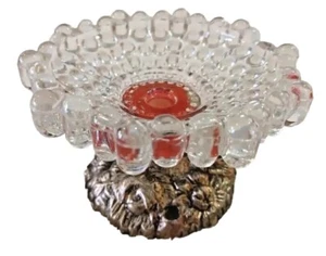 Vintage Bubble Glass Silver Metal Pedestal Ashtray/Soap /Trinket Dish MCM - Picture 1 of 11