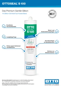 OTTOSEAL S 100 Premium  Sanitär Silikon 300 ml Kartusche Farbe Sanitärgrau C 18 - Picture 1 of 4