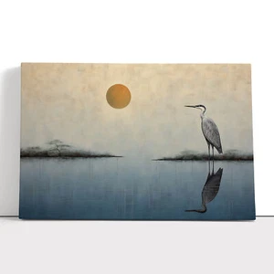 Impresión en lienzo de garza minimalismo arte de pared enmarcado póster imagen decoración del hogar - Imagen 1 de 4